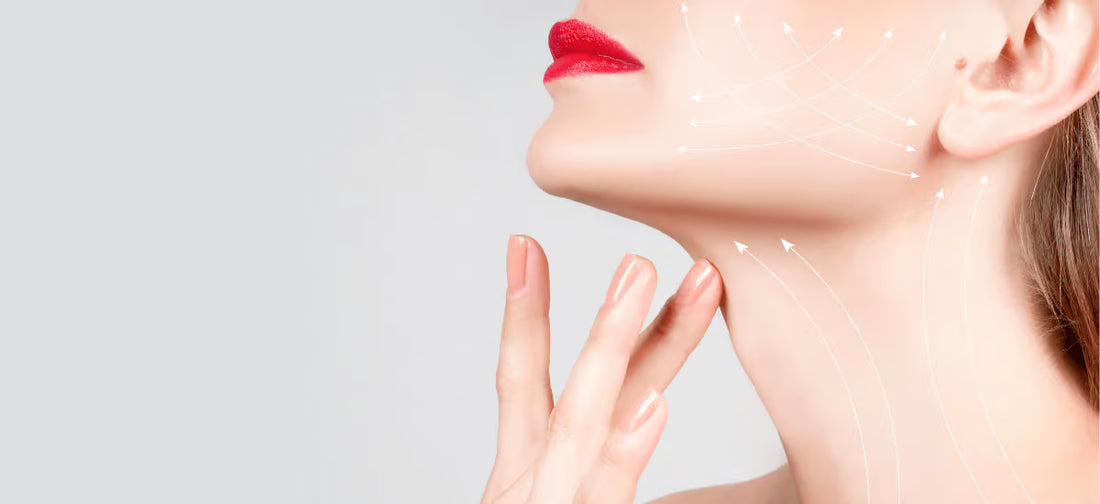 woman with red lips|food products with a sign that says collagen